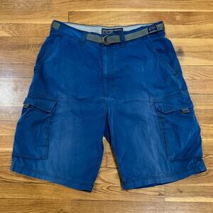 Y2K Abercrombie & Fitch Cargo Shorts Blue Belted Paratroops Men’s Size L Vintage
